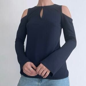 💙3 for $15 Banana Republic Navy Blue Cold Shoulder Long Sleeve Blouse